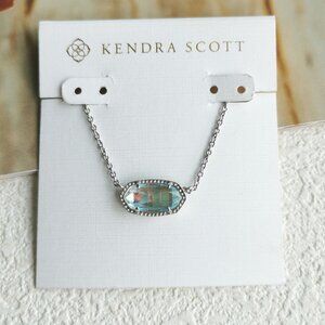 NEW Kendra Scott Elisa Silver Dichroic Glass Pendant Necklace Authentic